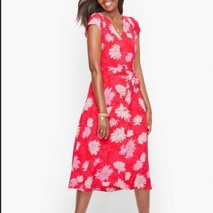 Talbots Chrysanthemum Floral Belted Midi Shirtdress
